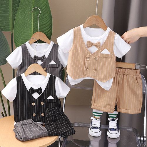 男童夏季西装短袖套装周岁礼服潮