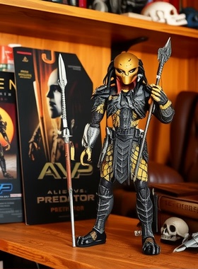 异形大战NECA铁血战士7寸手办AVP 猫脸凯尔特刀疤模型跨境玩具