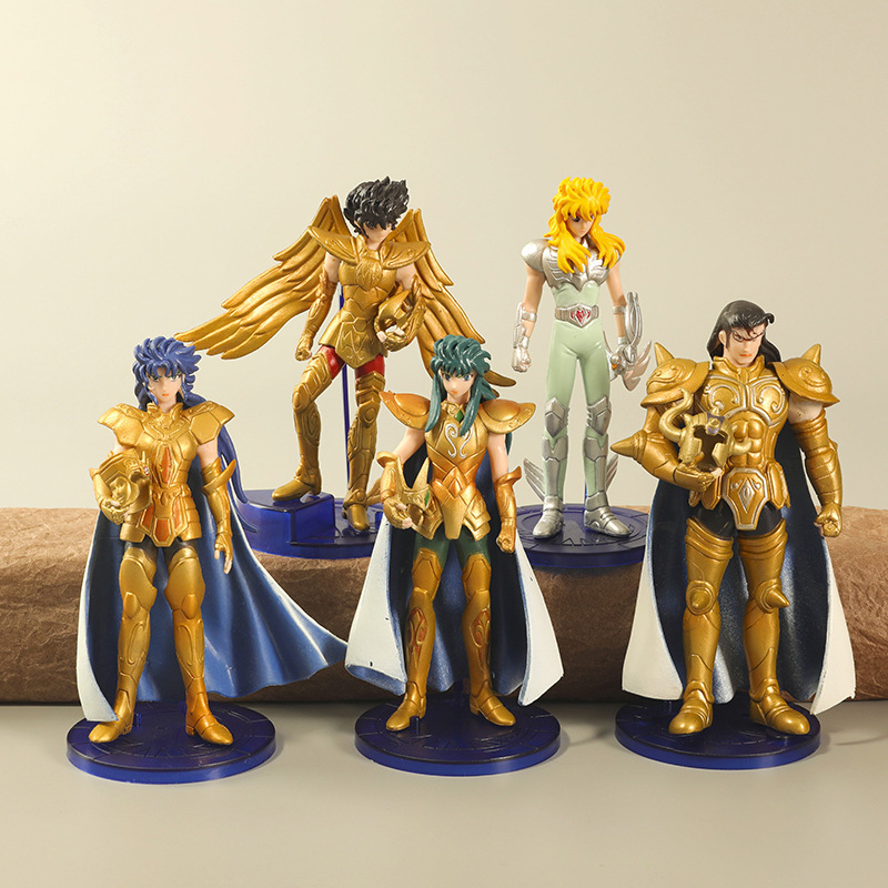 5款黄金斗士手办二次元动漫卡通星矢紫龙沙加公仔潮玩具摆件批发