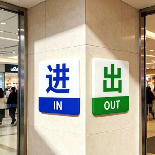 亚克力进出口推拉门指示牌门贴