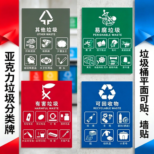 垃圾分类标示牌柜贴防水平面贴