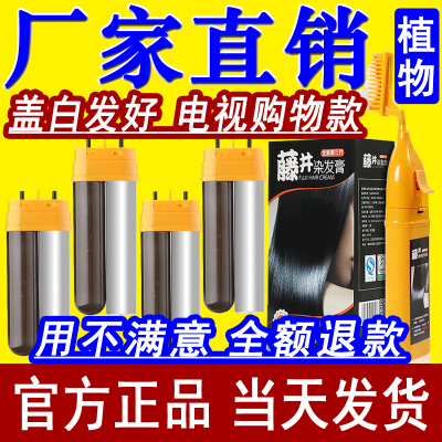 藤井旗舰店染发膏第三代纯泡沫修护摩丝染发剂植物一梳黑天然梳子