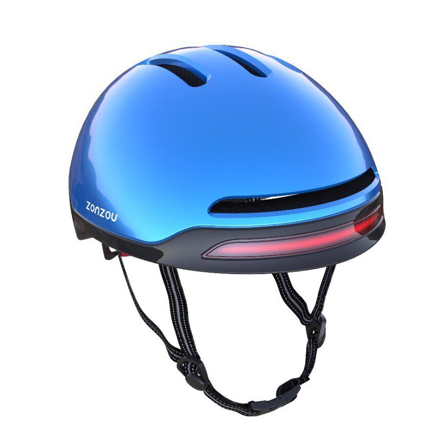 无遥控器体感转向一体成型骑行头盔带灯自行车男女公路车夜骑安全