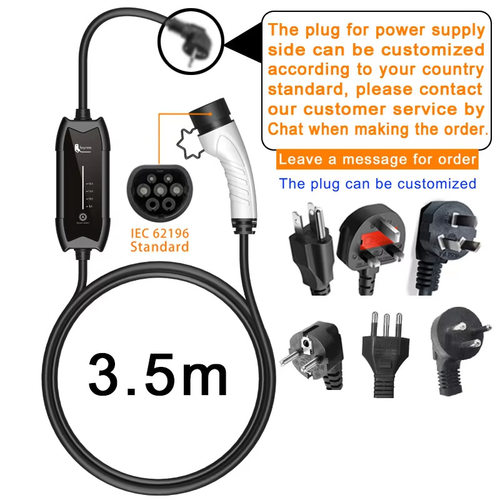 feyree新能源汽车Type2欧标充电枪家用随车充3.5kW便携充电器免接