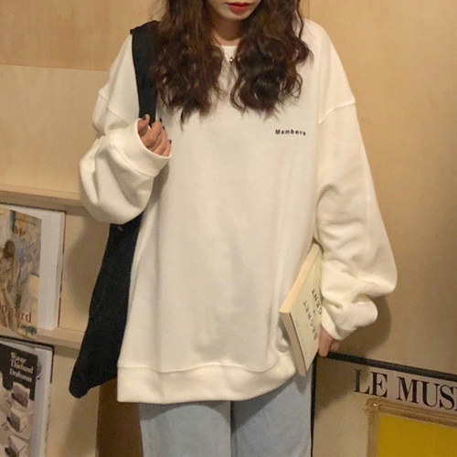 Korean chic simple letter casual sweater coat autumn new women's wear versatile loose round neck long sleeve top