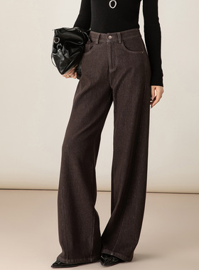 忆霏牛仔裤女秋冬加绒2026年新款加厚时尚阔腿裤高腰遮胯显瘦裤子