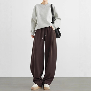 休闲裤香蕉裤卫裤女秋冬新款加绒加厚阔腿裤镰刀裤长款运动裤卫裤