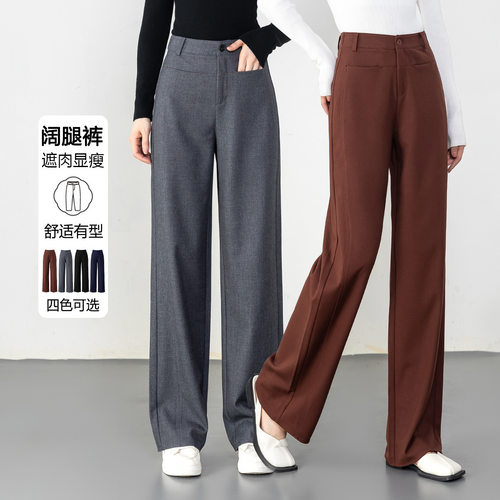 菲尔娅奇垂感直筒裤2026春秋季新款显瘦直筒裤百搭休闲裤阔腿裤