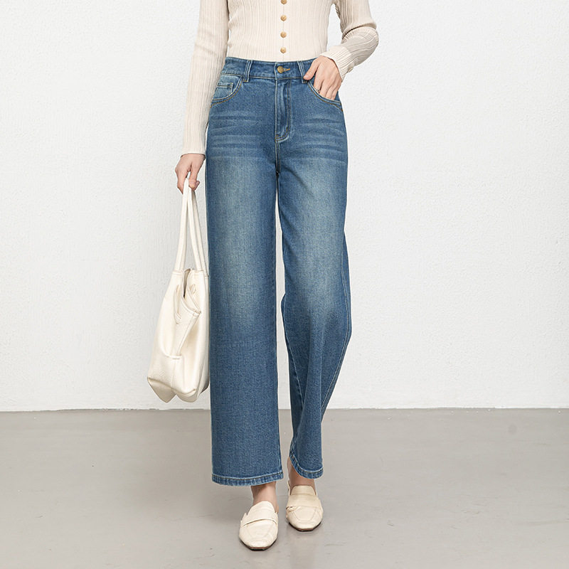 小个子弹力直筒休闲牛仔裤女2026春季新款多色休闲百搭九分裤