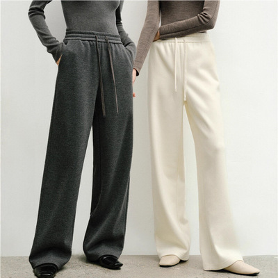 冬季新款醋酸羊毛软糯女士阔腿裤