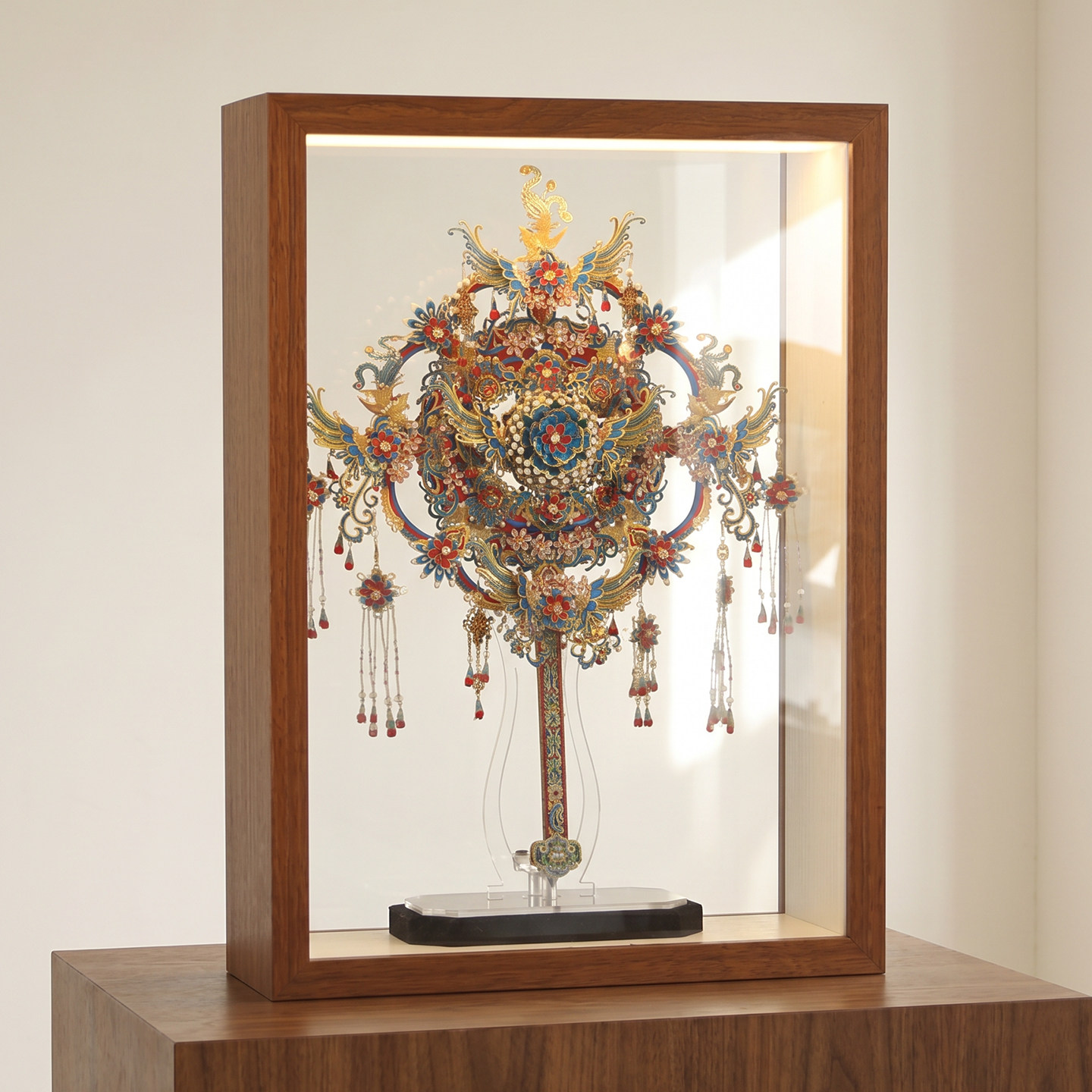 拼酷喜扇透明玻璃展示相框防尘图片