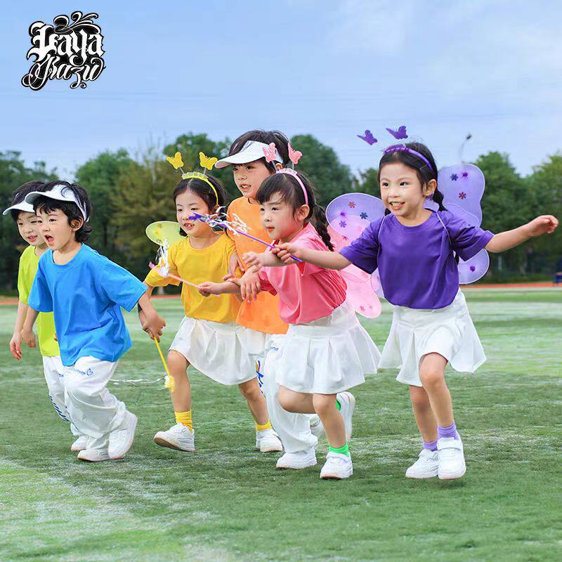 糖果色六一儿童拉拉队表演服装幼儿园毕业照小学生演出服班服园服