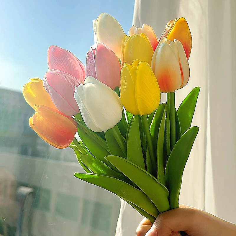 高档仿真花郁金香假花插花