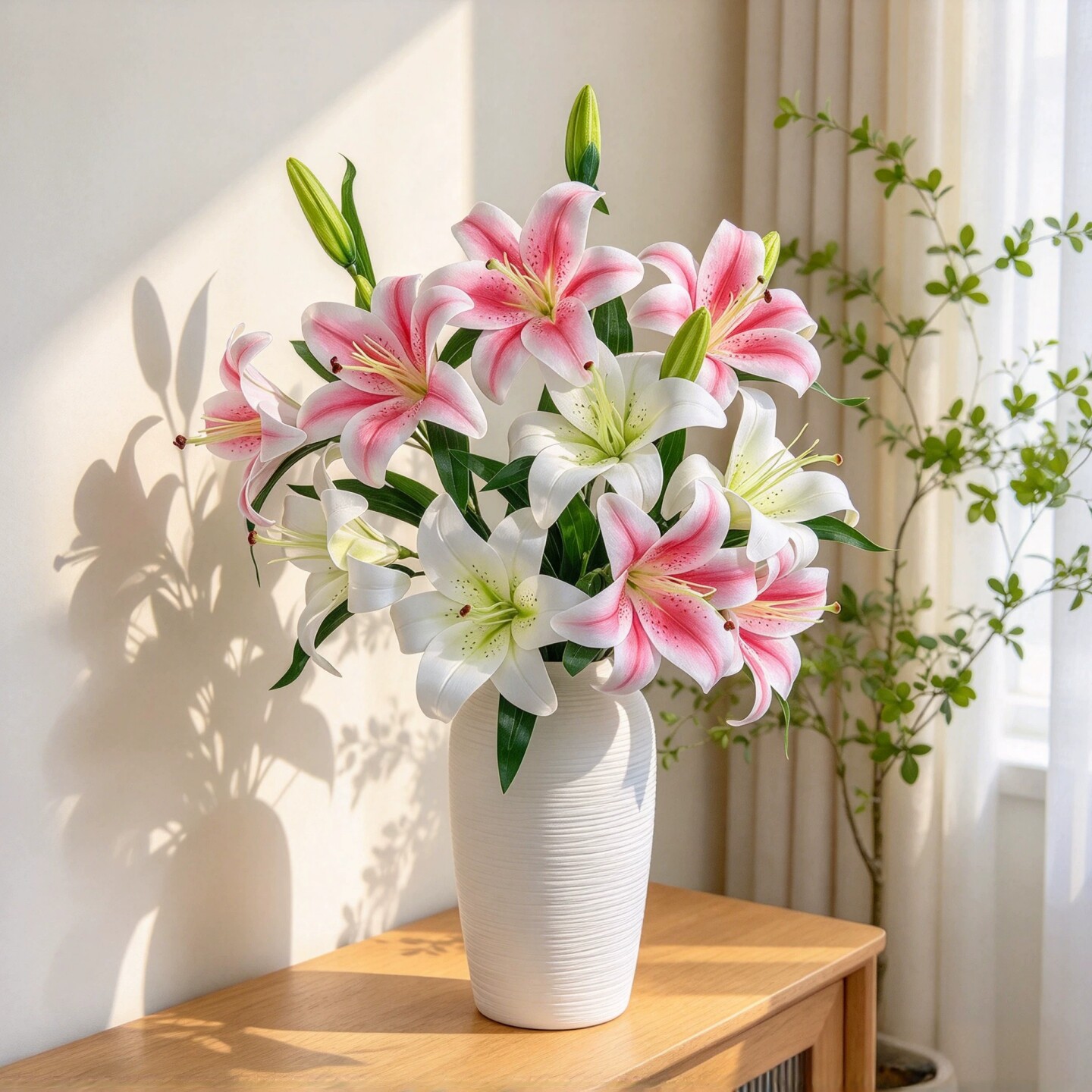仿真百合花高级感家居花束摆件