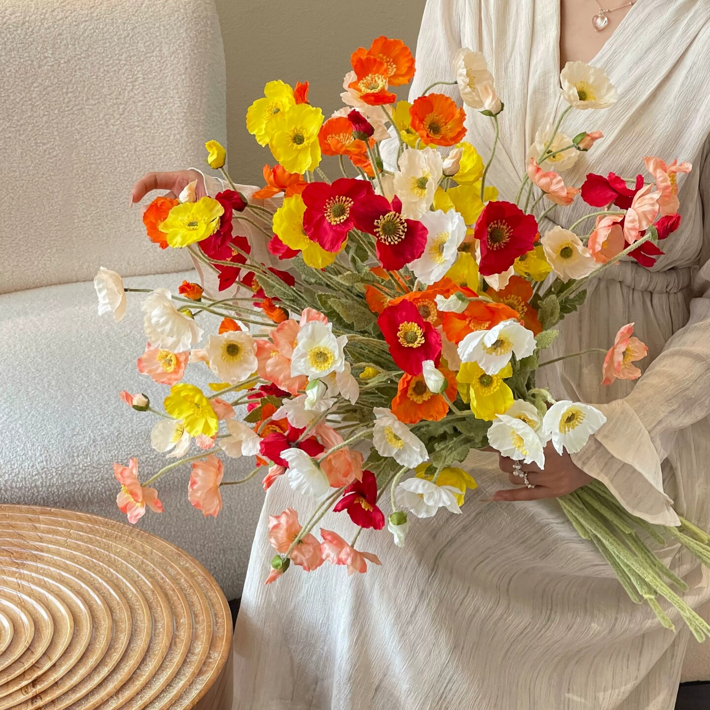 仿真花虞美人花艺造景家居装饰室内软装婚礼用假花客厅摆件仿真花