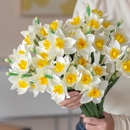 水仙花仿真花洋水仙花束绢布手扎婚庆假花家居客厅摆件拍摄道具