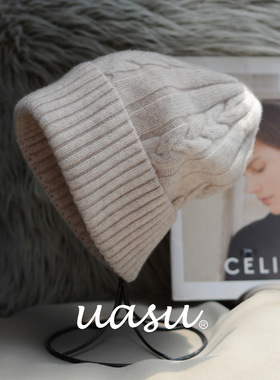 经典绞花！100%羊毛！秋冬女士毛线帽宽松版针织帽冬季户外滑雪帽