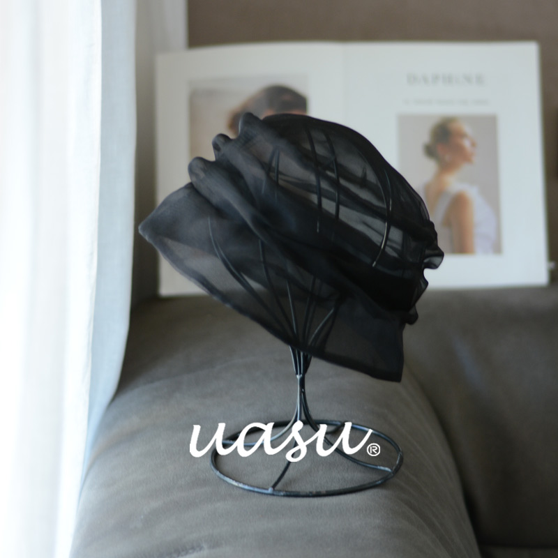 桑蚕丝渔夫帽女士秋季遮白发帽