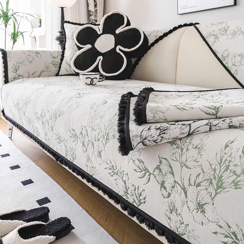 美式复古雪尼尔沙发垫四季通用防滑坐垫毯2023新款沙发套罩盖布巾