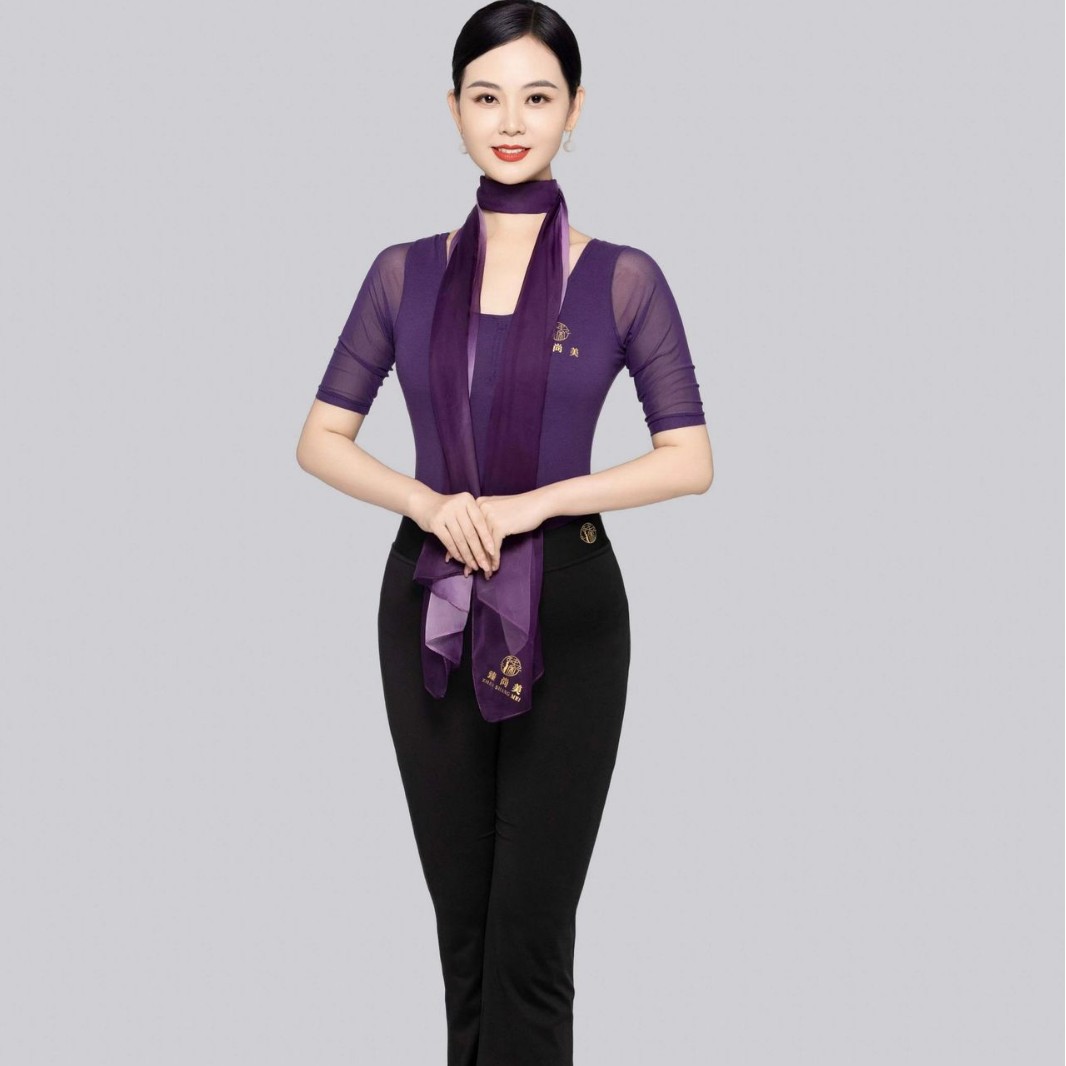 形体礼仪训练服装舞蹈练功服套装女成人网袖中袖优雅培训图片