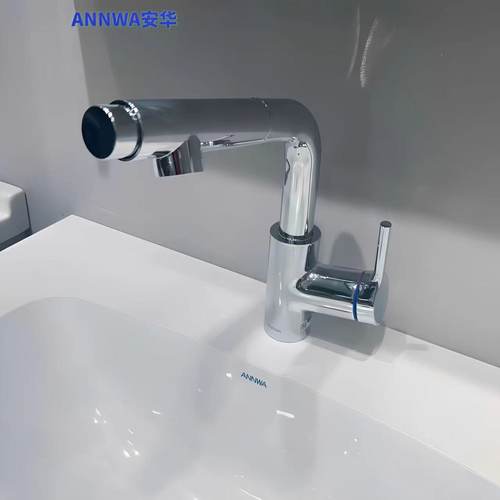 可旋转洗脸盆单孔水龙头全铜