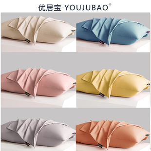 100支磨毛长绒棉枕套一对装 纯棉全棉枕头套纯色单人48cmx74cm定制