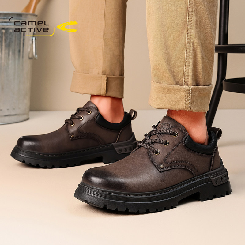 德国骆驼动感男鞋春秋季头层牛皮大头皮鞋商务正装休闲皮鞋软底