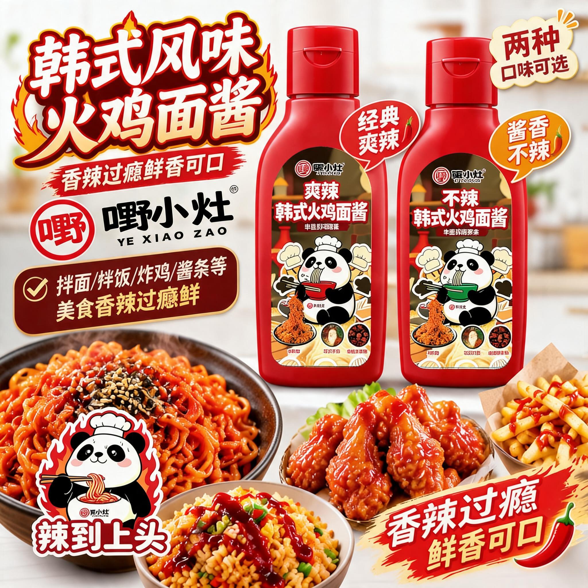 嘢小灶韩式超辣火鸡面酱不辣火鸡面酱料速食甜辣拌面下饭酱拌饭酱图片