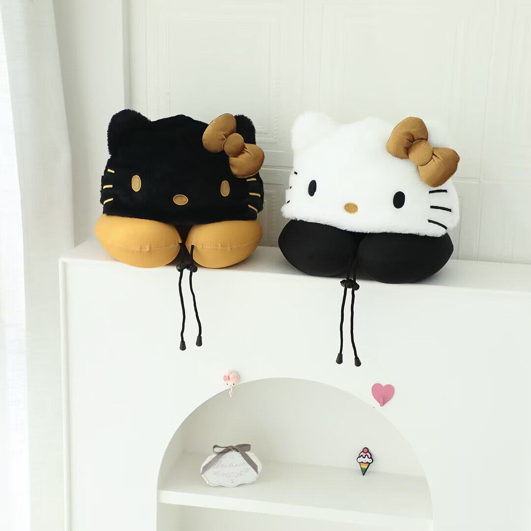 冰丝记忆棉卡通U型枕连帽便携护颈颈枕午睡枕可爱少女心飞机旅行