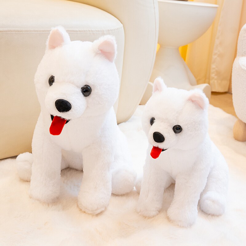 仿真萨摩耶犬白色坐姿公仔玩具