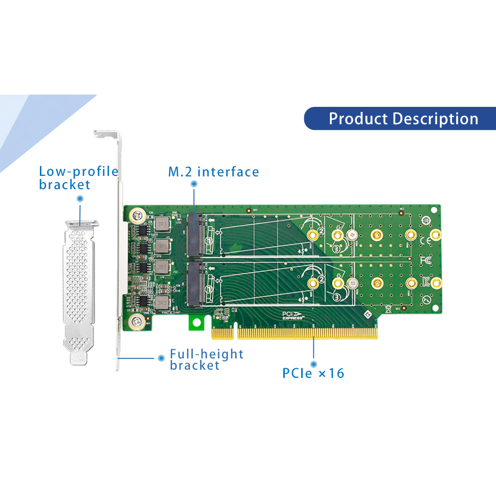 M.2NVMe扩展卡 PCIe4.0 X16转4口硬盘 支持22110SSD满速