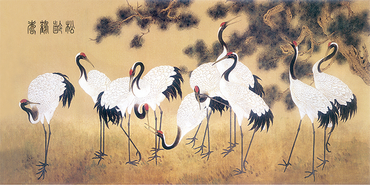 名古绣艺 苏绣diy套件刺绣装饰画送长辈松龄鹤寿 高清图60*80cm