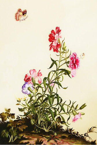 名古绣艺 苏绣刺绣diy套件初学手工装饰画康乃馨30*45CM