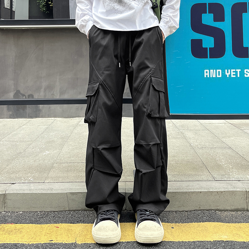 6020#新款微弹力阔腿工装休闲裤男，M-4XL