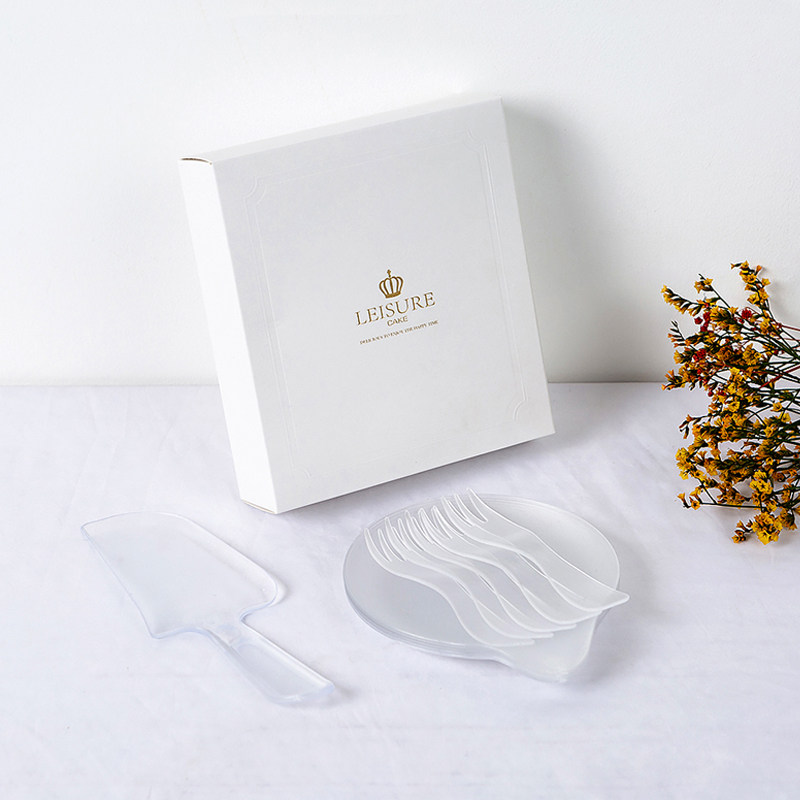 高档生日蛋糕餐盘 刀叉盘四合一套装 一次性餐盘水滴盘环保餐具