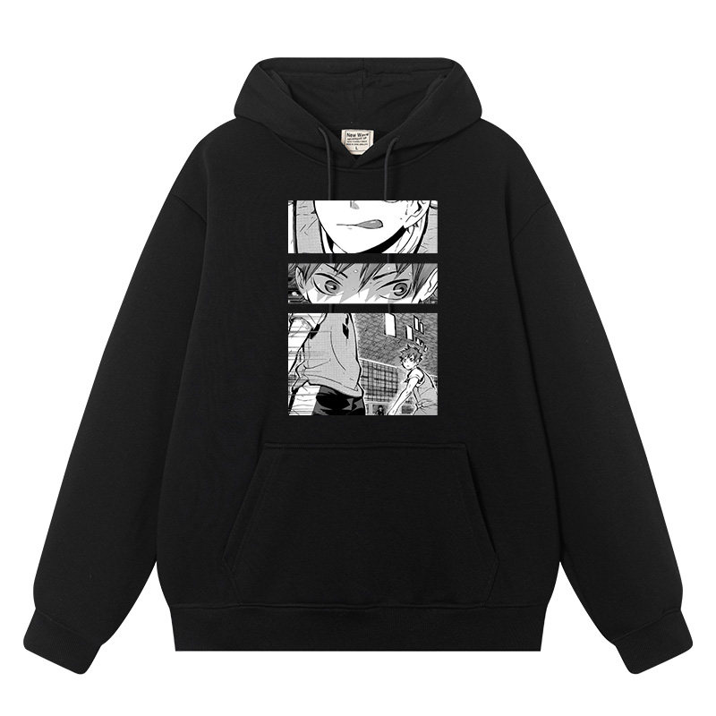 秀洛排球少年联名款衣服加绒加厚秋冬款休闲运动连帽卫衣男女帽衫