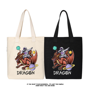 nasa宇航员星球联名龙年翼龙图案印花帆布包单肩斜挎手提包托特包