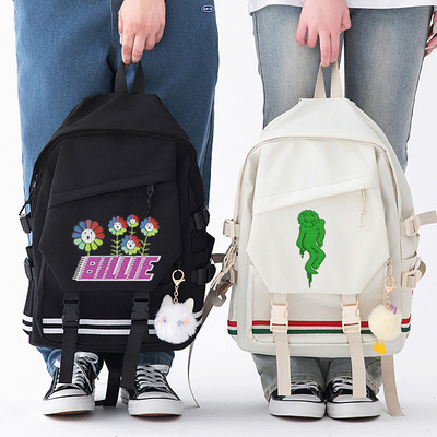 恶搞Billie Eilish碧梨联名村上隆太阳花书包双肩包学生双肩背包