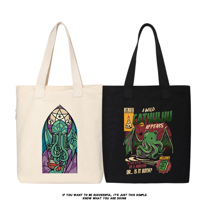 克苏鲁的呼唤 简约手提袋 帆布包单肩斜挎手提包购物袋托特包背包