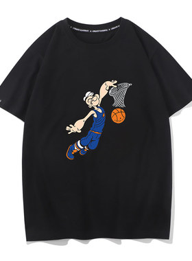 秀洛大力水手篮球运动训练服灌篮扣篮纯棉吸汗t恤短袖潮流体恤衫