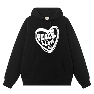 love 反战印花连帽卫衣男衣服街头休闲宽松上衣潮 and 秀洛peace
