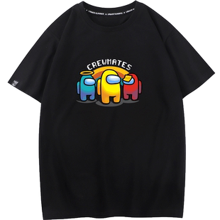 秀洛among us太空狼人杀游戏我们之间之中T恤男女短袖纯棉上衣服