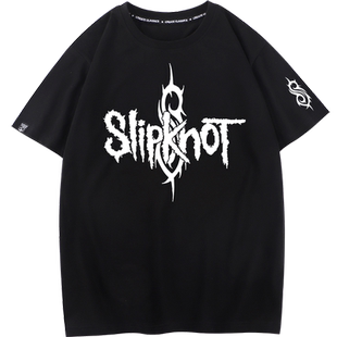 秀洛SLIPKNOT活结乐队短袖T恤男生宽松金属摇滚朋克印花纯棉半袖