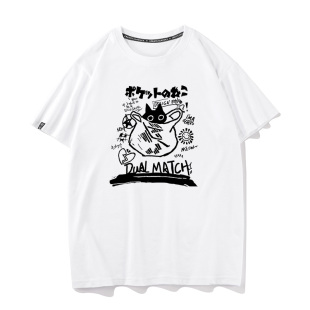 打底衫 塑料袋猫纯棉宽松圆领夏季 衣服半袖 T恤男女cos服情侣装 短袖
