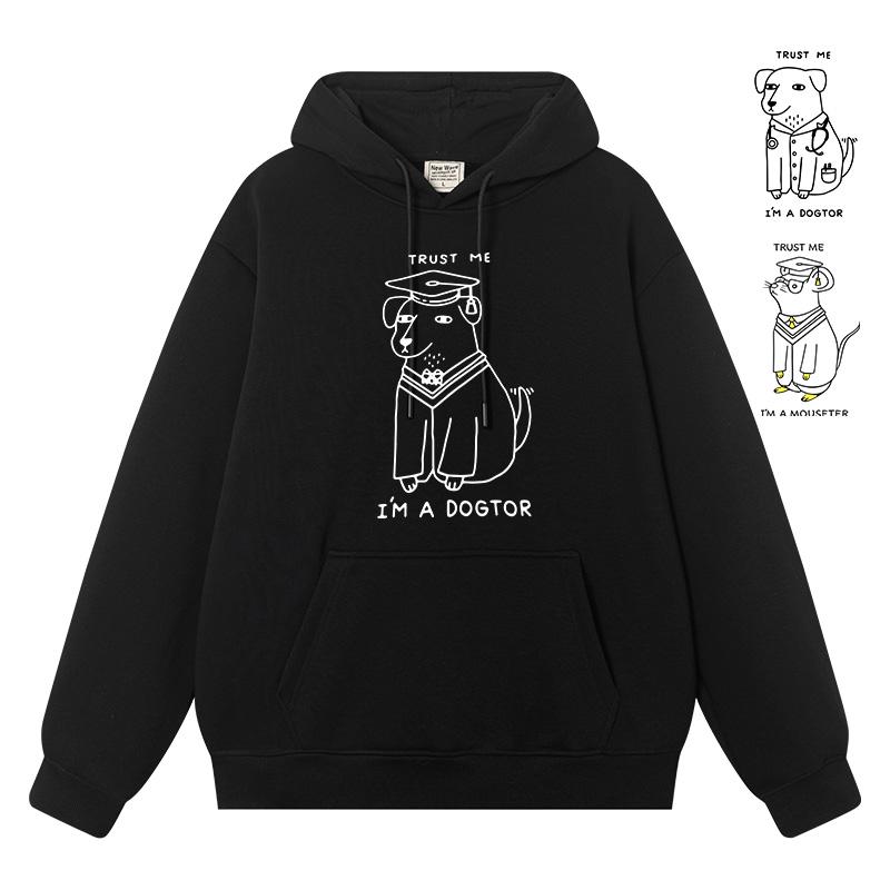 trust me相信我我是一个医生博士秋冬新款搞笑衣服宽松连帽卫衣男