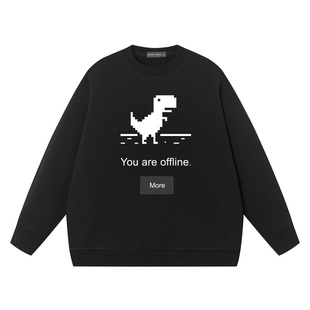 秀洛恐龙谷歌IT狂人电视剧周边程序员印花圆领卫衣纯棉衣服情侣装