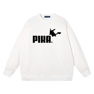 秀洛神奇宠物小精灵宝贝联名连帽卫衣男皮卡丘pika春秋圆领卫衣服