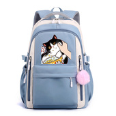 卡通动漫中小学生书包双肩包猫咪偷吃爆米花cat捏脸双肩背包猫咪
