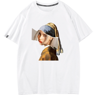 秀洛恶搞billie eilish短袖T恤白色衣服男女圆领宽松周边碧梨衣服