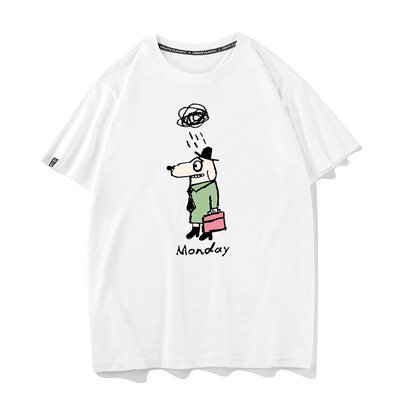 秀洛monday通勤打工狗狗周一忙的夏季短袖T恤男女衣服半袖打底衫